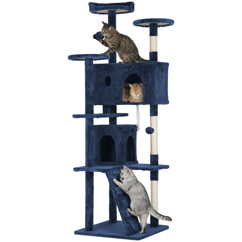 70in Navy Blue Cat Tree with Scratching Post N600