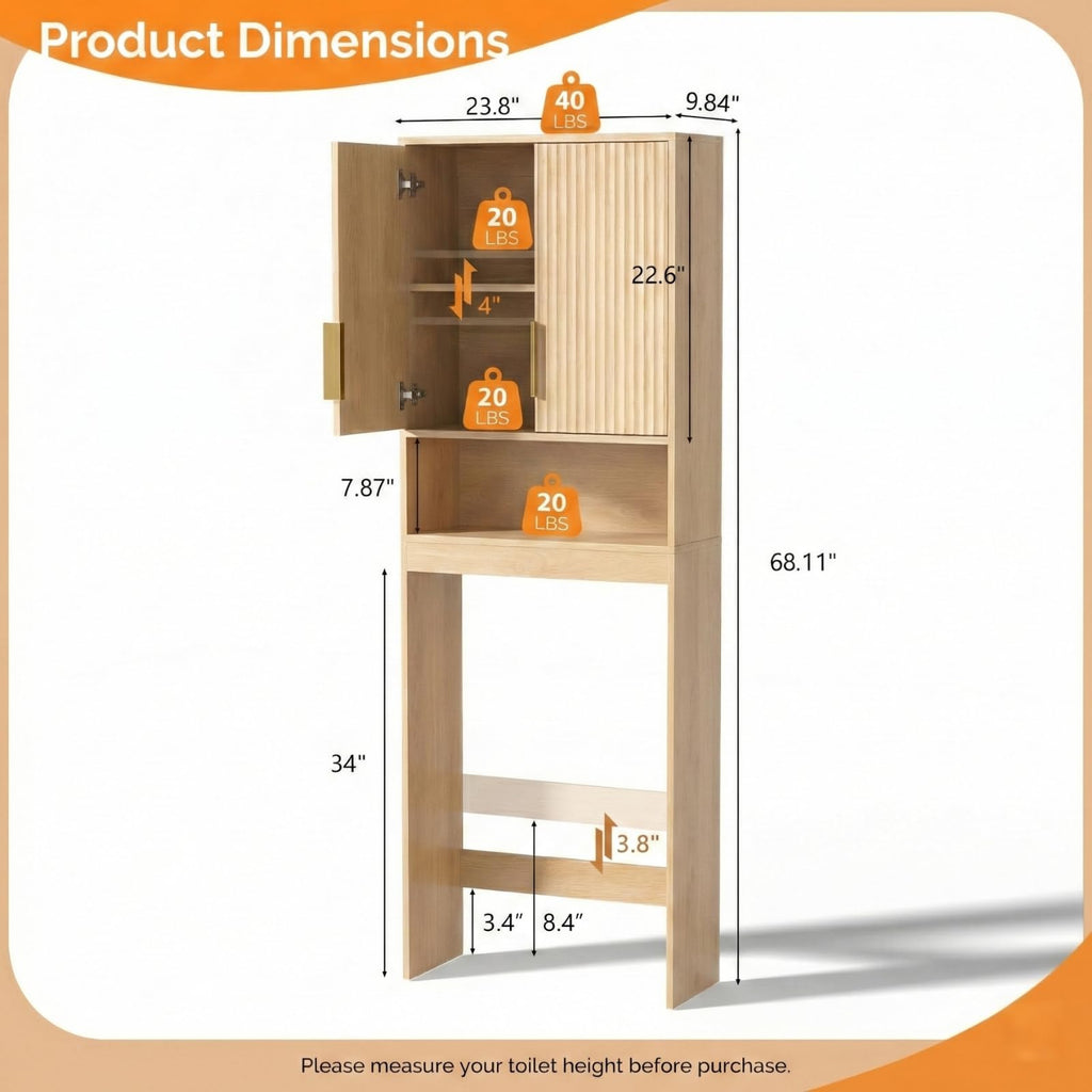 Over The Toilet Storage Cabinet with Adjustable Shelves S983