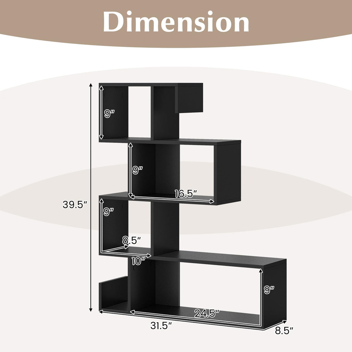 5-Tier Geometric Bookshelf I567