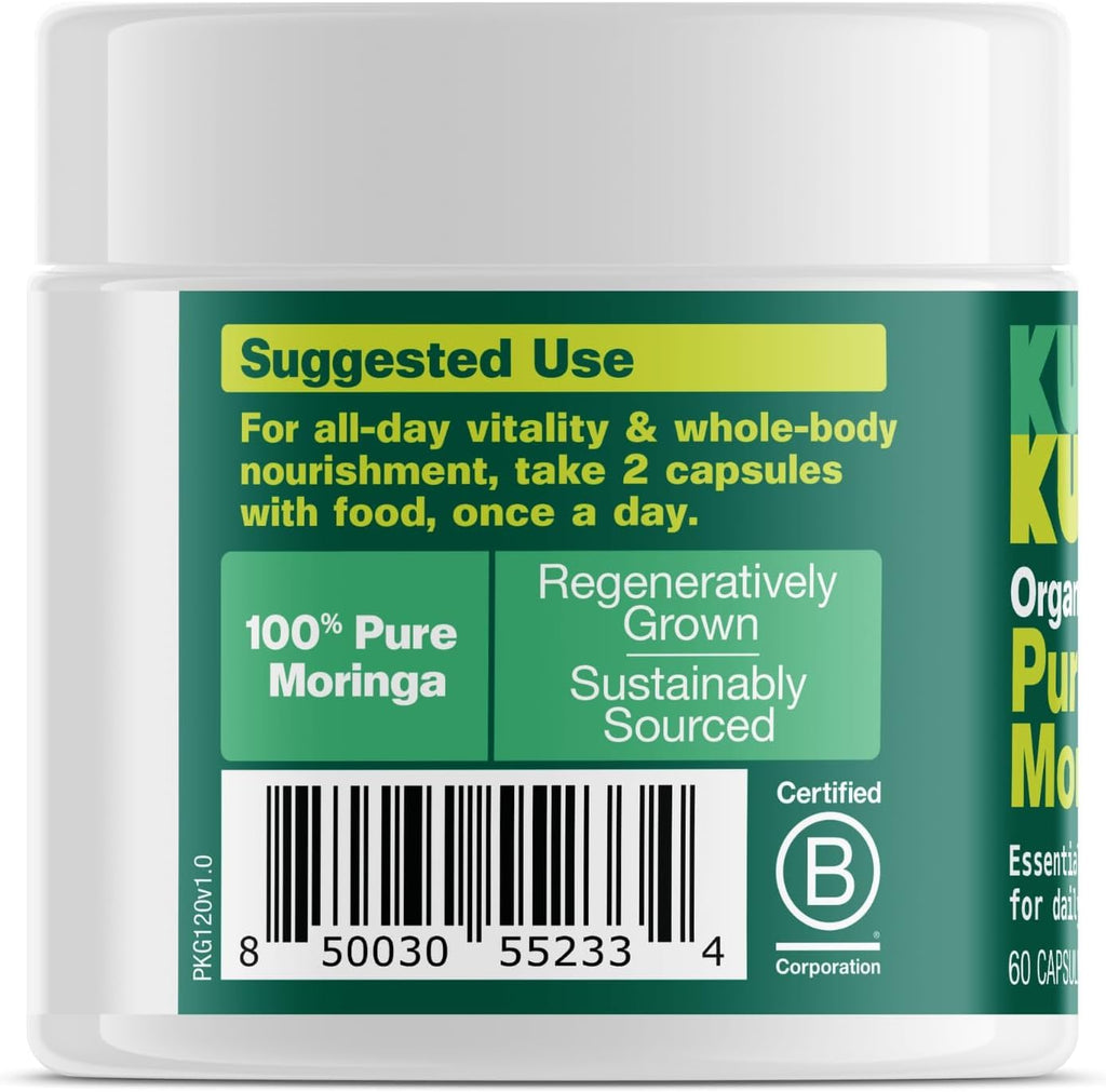 Pure Organic Moringa Leaf Capsules 60ct B847707