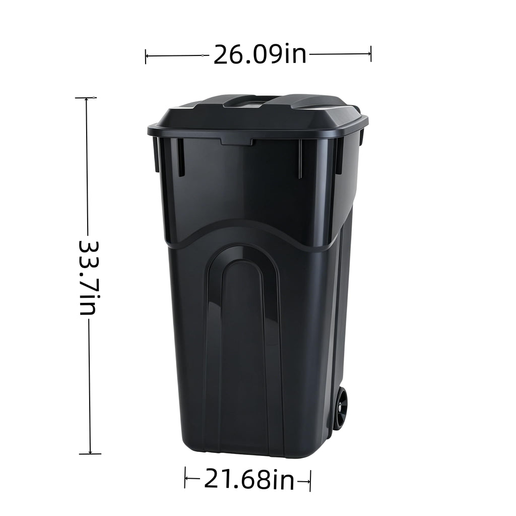 32 Gallon Wheeled Plastic Trash Can with Lid Q414