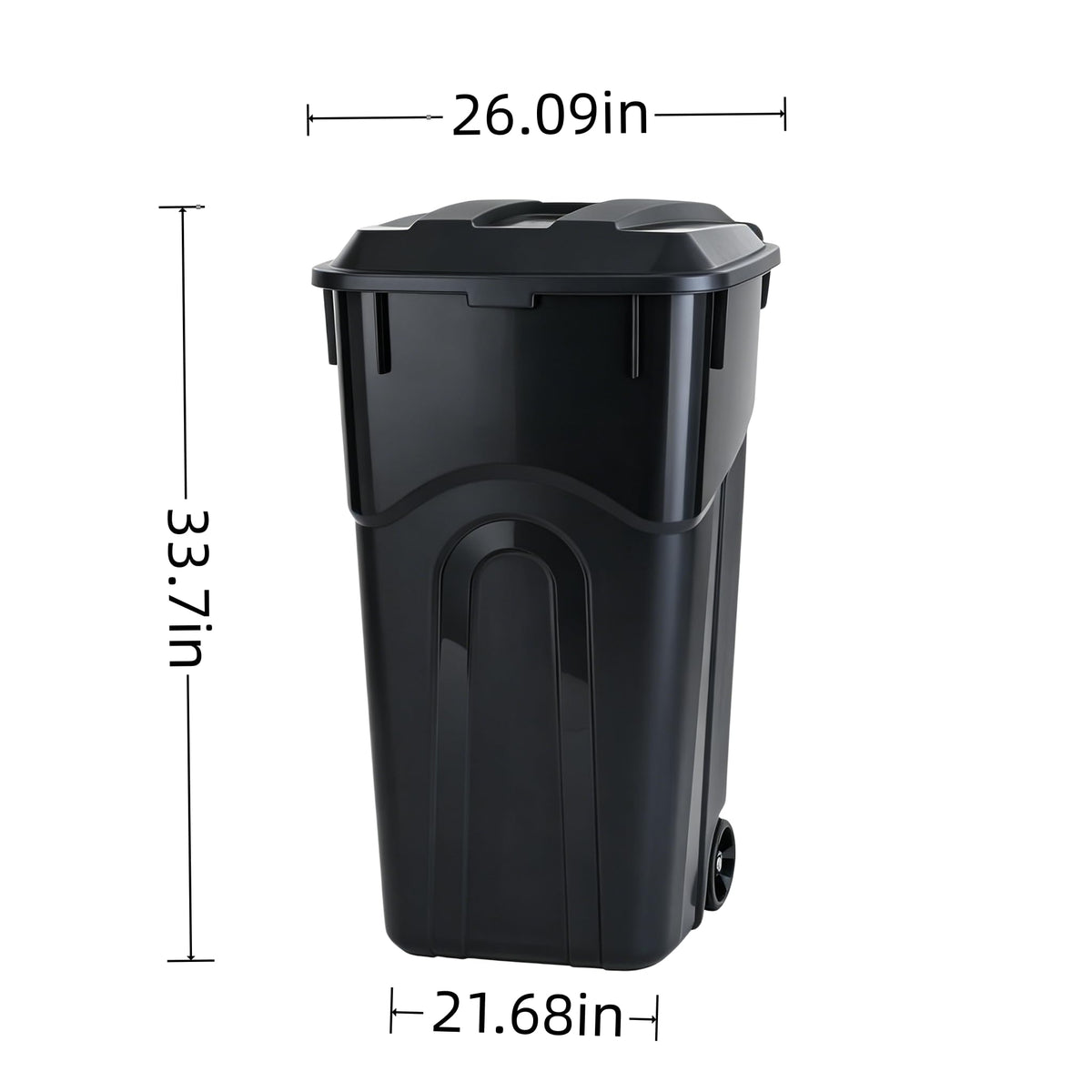 32 Gallon Wheeled Plastic Trash Can with Lid Q414