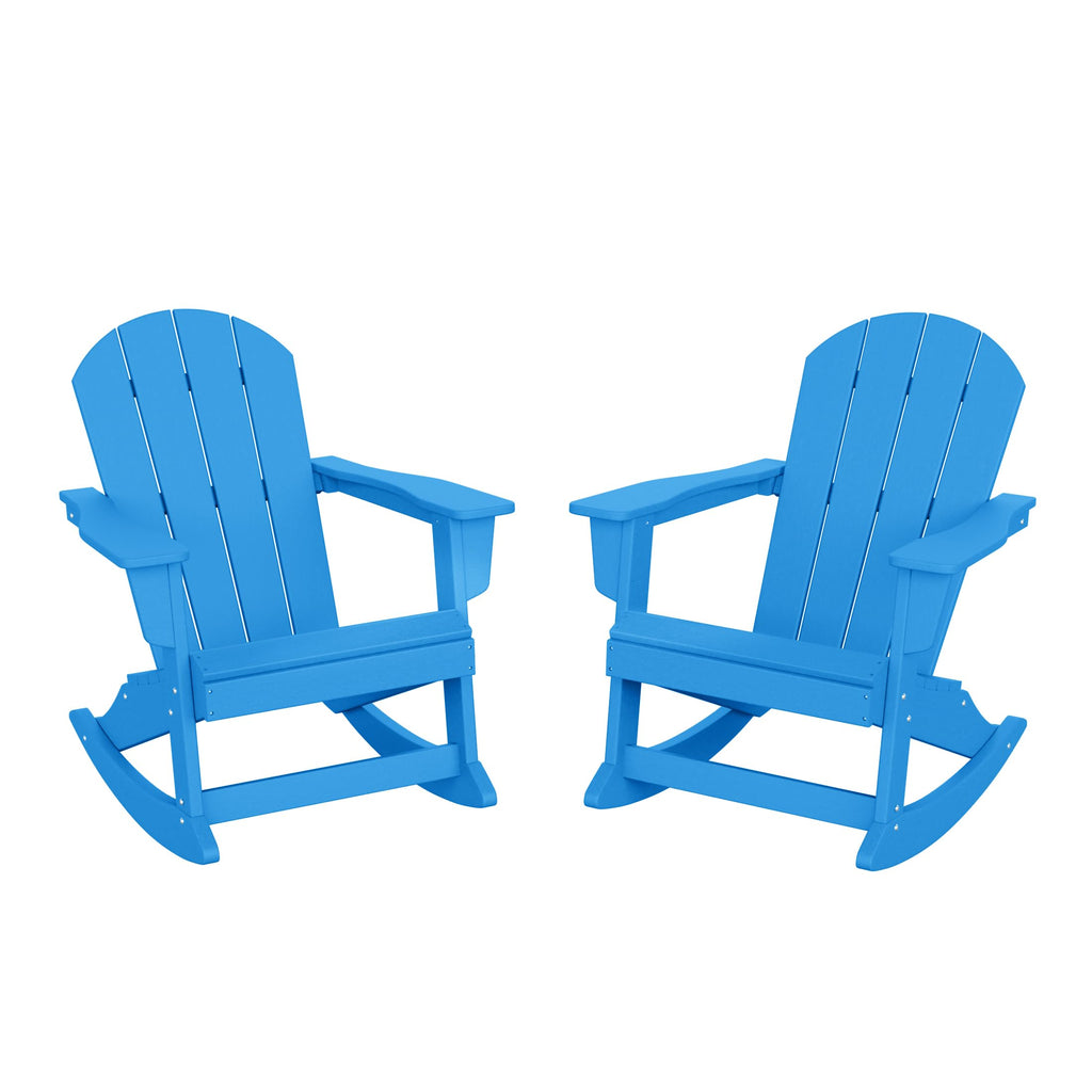 HDPE Outdoor Rocking Adirondack Chair Set of 2, Pacific Blue X900248