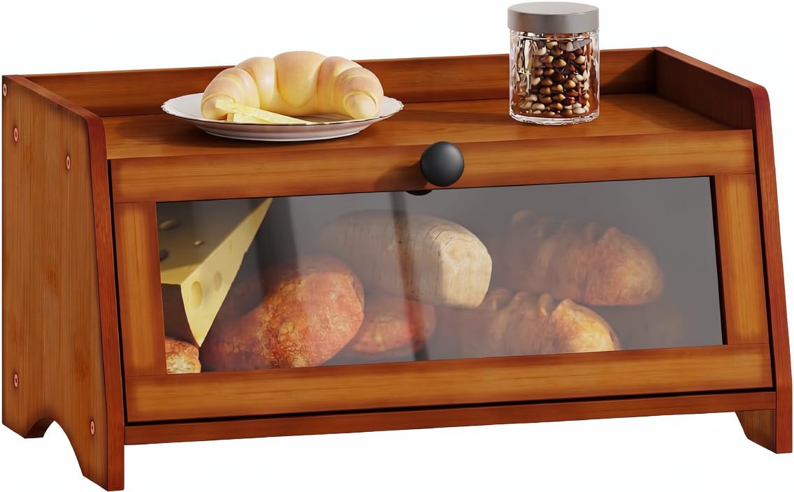 Brown Bamboo Bread Box S39529