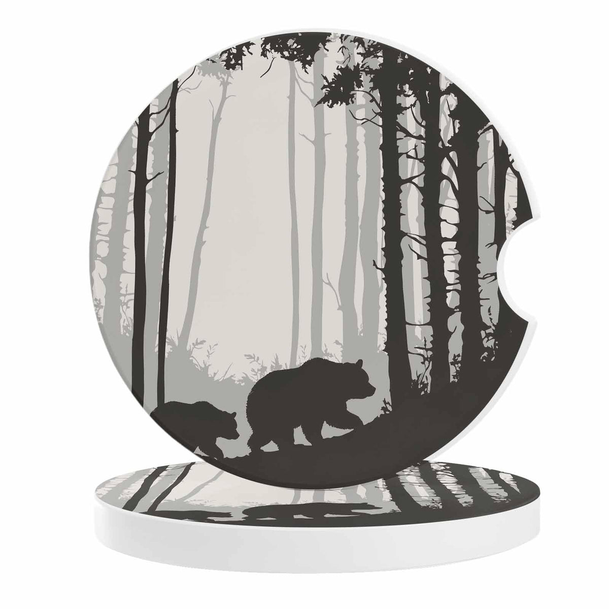 Black Ceramic Stone Car Coasters Set of 2 C80643