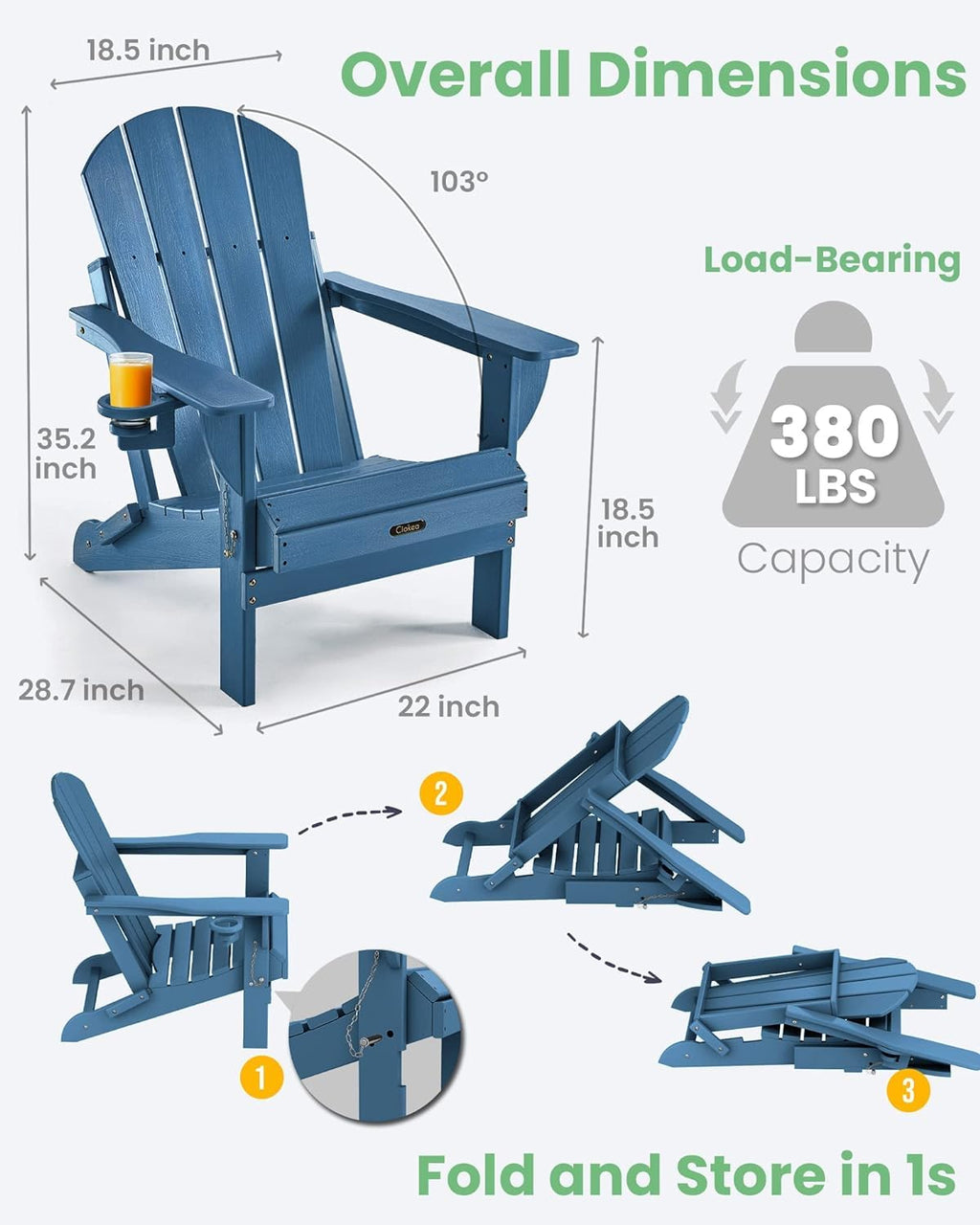 Folding Adirondack Chair 2 Pack and Outdoor Side Table Y40961