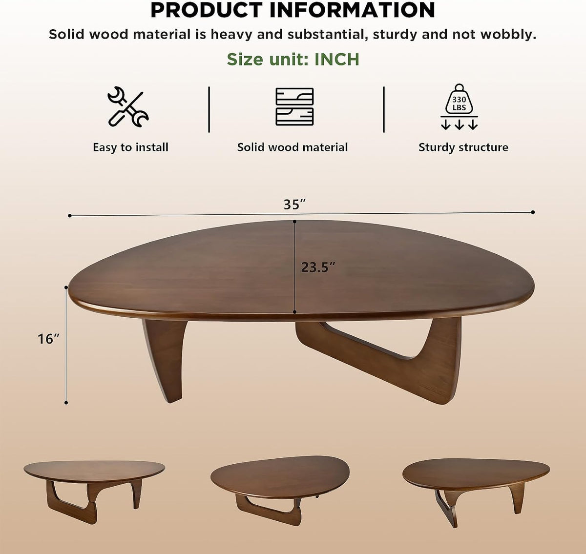 Solid Wood Oval Coffee Table 35"Lx24"Wx16"H H14782