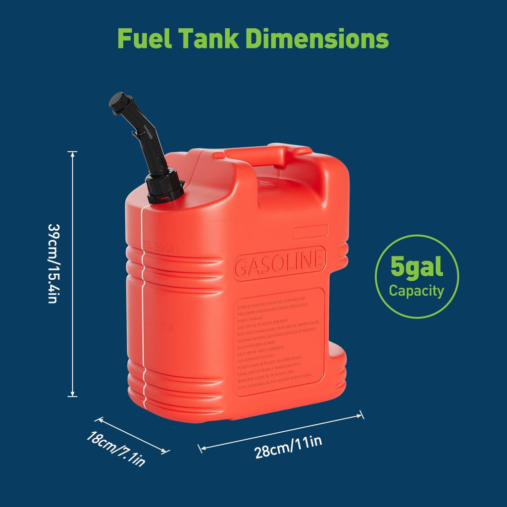 40L Portable Transfer Tank 5 Gal with L-Shaped Handle Red 4PC Y161