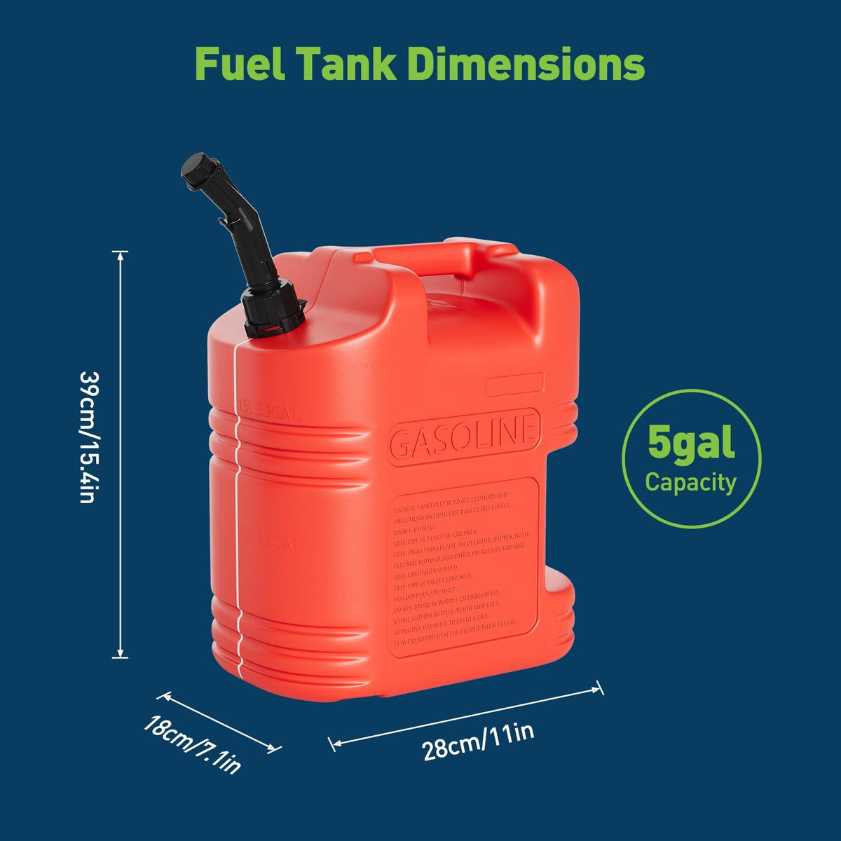 40L Portable Transfer Tank 5 Gal with L-Shaped Handle Red 4PC Y161
