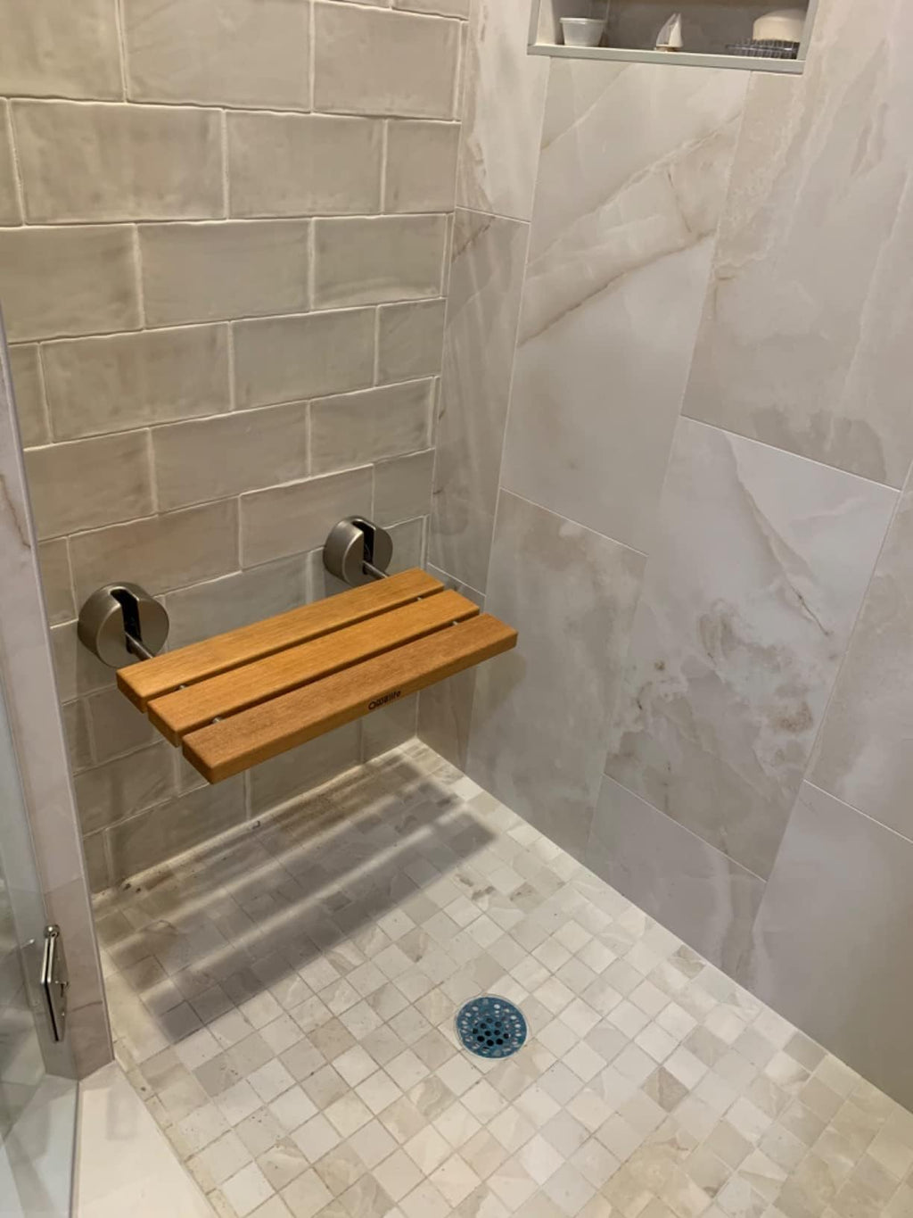 20" Teak Folding Shower Seat Wall Mount U1299