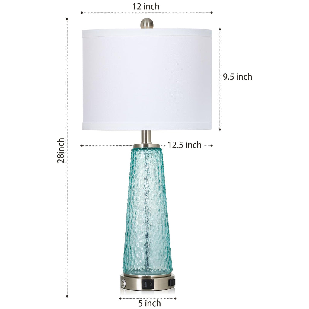 26" Glass Table Lamps with USB A+C Ports & Outlet N17592