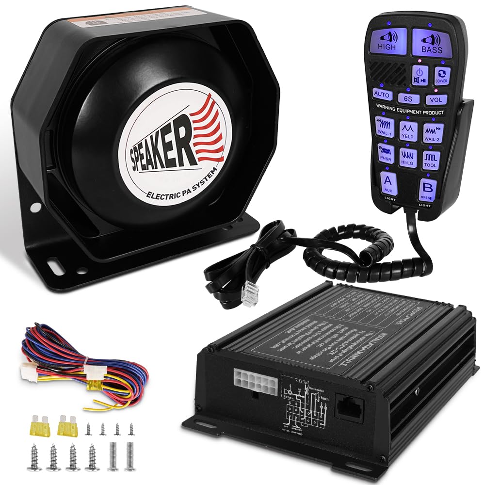 200W Multi-Tones PA Siren Speaker with Handheld Controller & Mic J957116