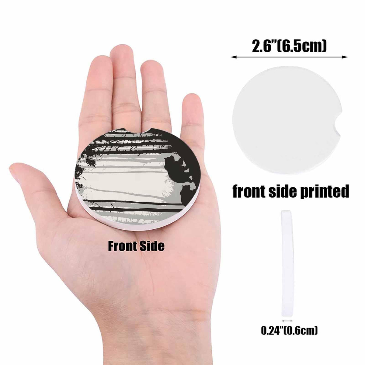 Black Ceramic Stone Car Coasters Set of 2 C80643
