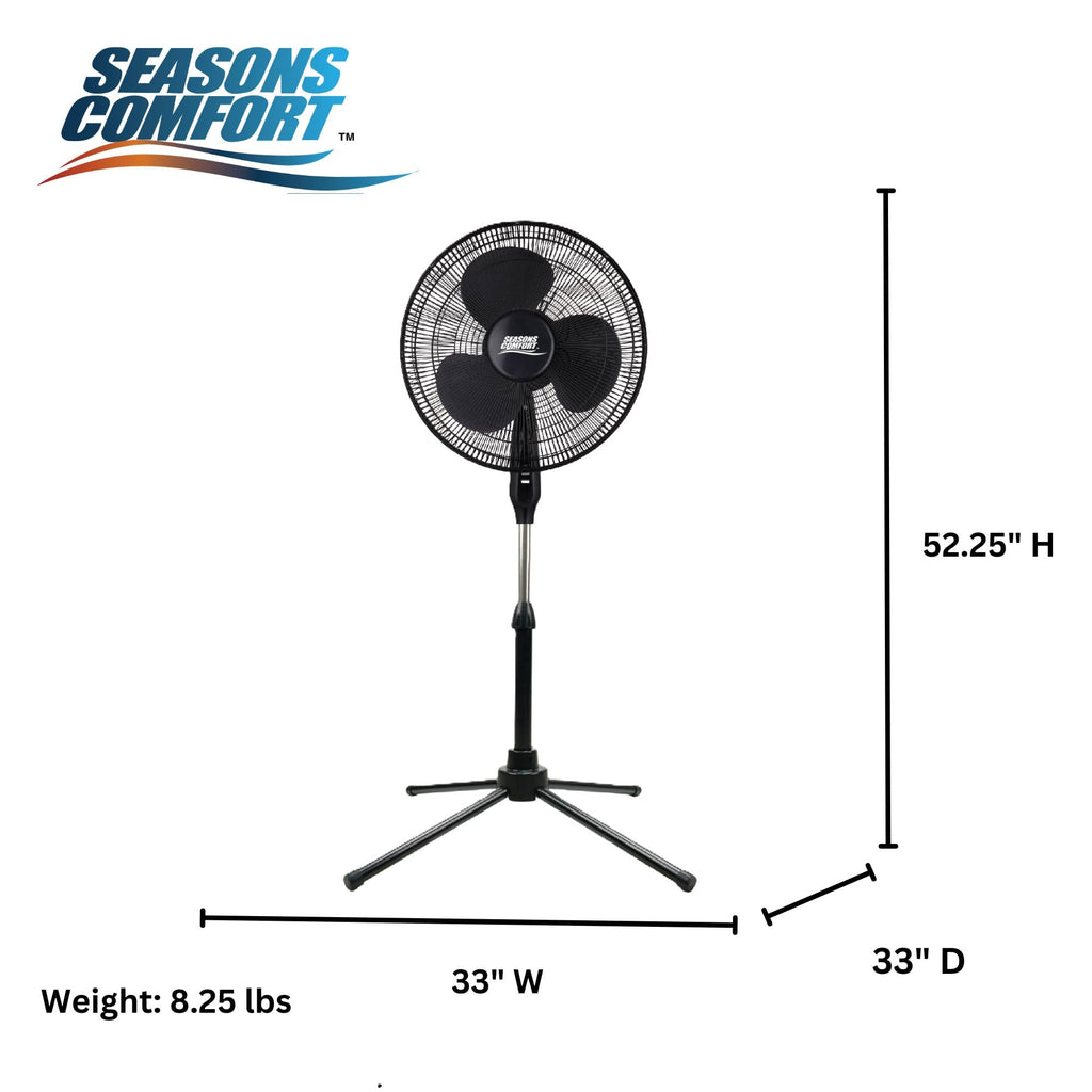 18" Oscillating Pedestal Fan, Adjustable Height, 3 Speed S2734