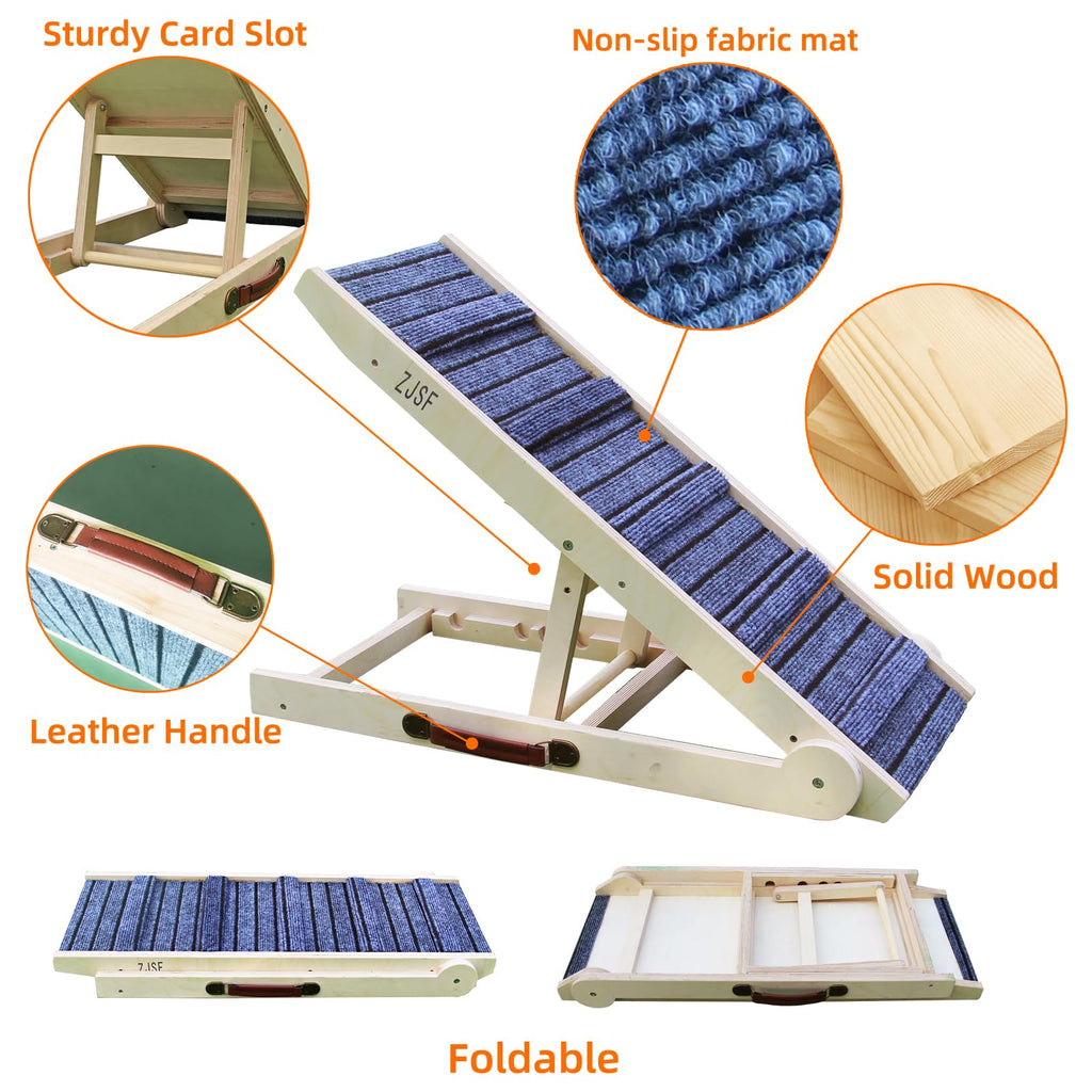 Foldable Wooden Dog Ramp 4 Adjustable Heights I295