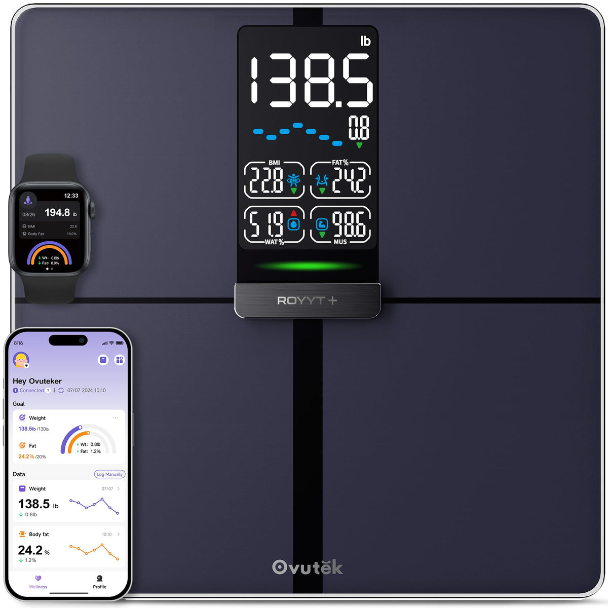 Smart Body Weight BMI Body Fat Bathroom Scale 450lb J59309