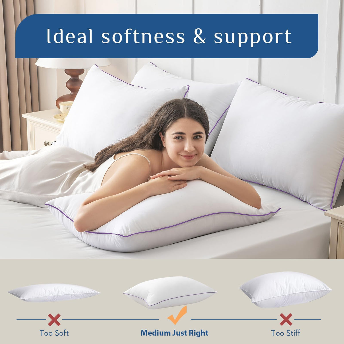 King Size Set of 2 Down Alternative Bed Pillows W44945