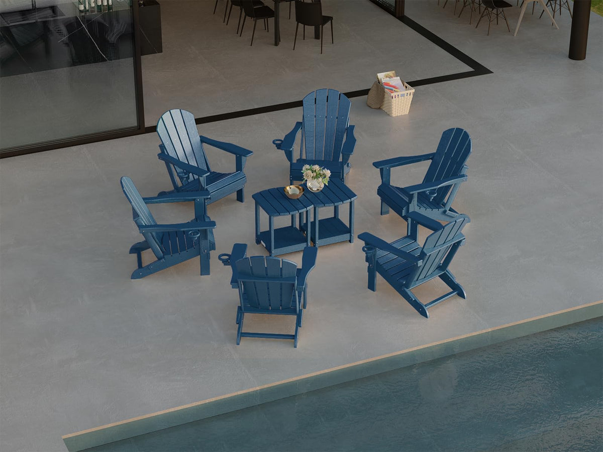 Folding Adirondack Chair 2 Pack and Outdoor Side Table Y40961