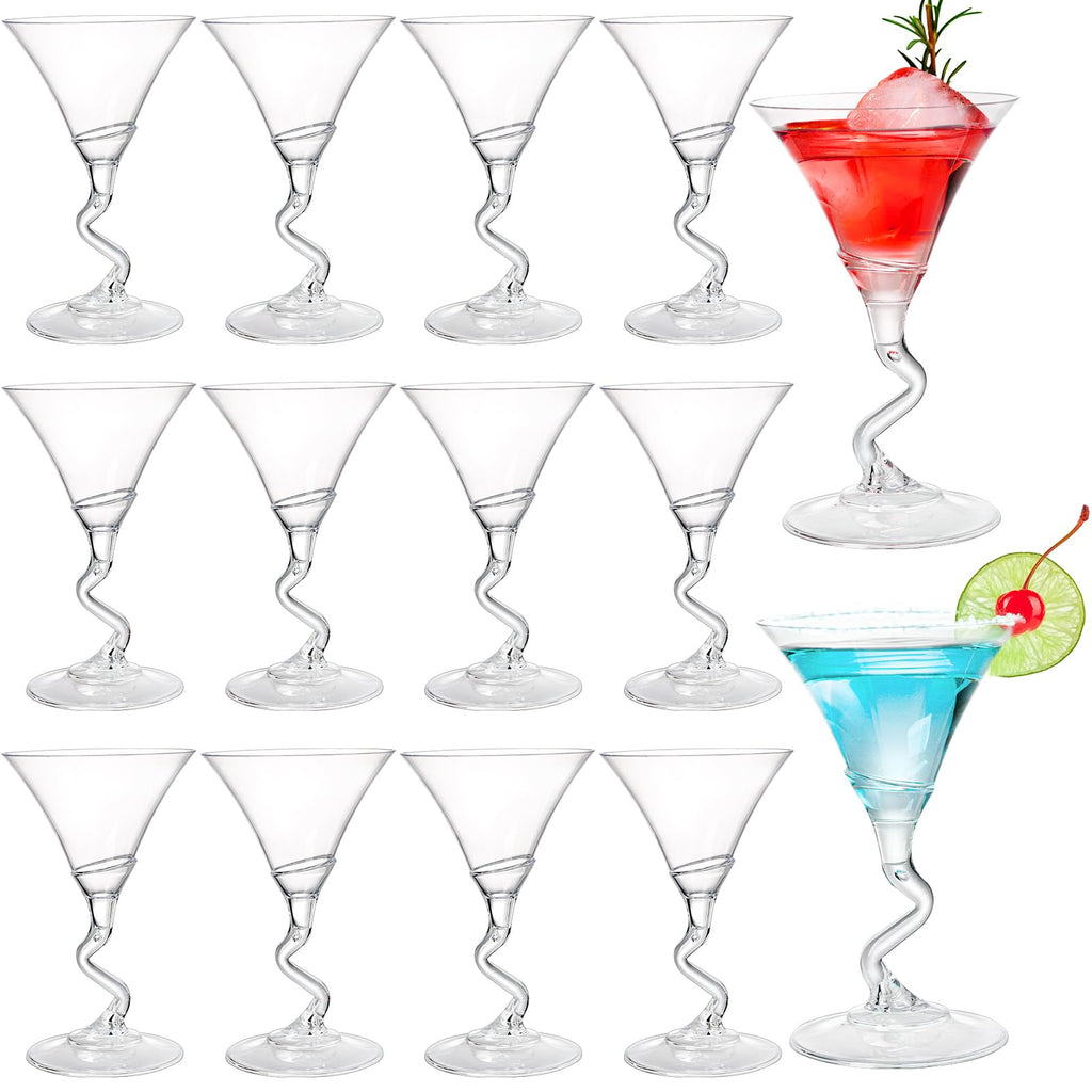 18 Pack 5 Oz Plastic Martini Glasses with Twisted Stem C943