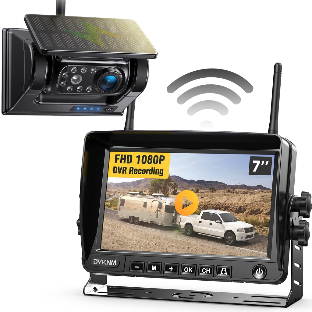 Magnetic Solar Wireless Backup Camera with 7" 1080P Monitor D640