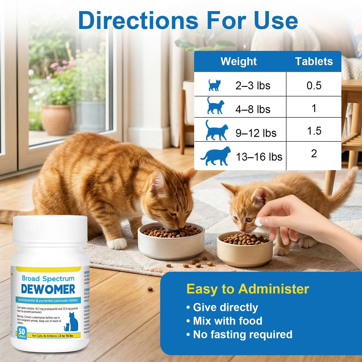 Cat and Kitten Dewormer 50 Tablets Q11625