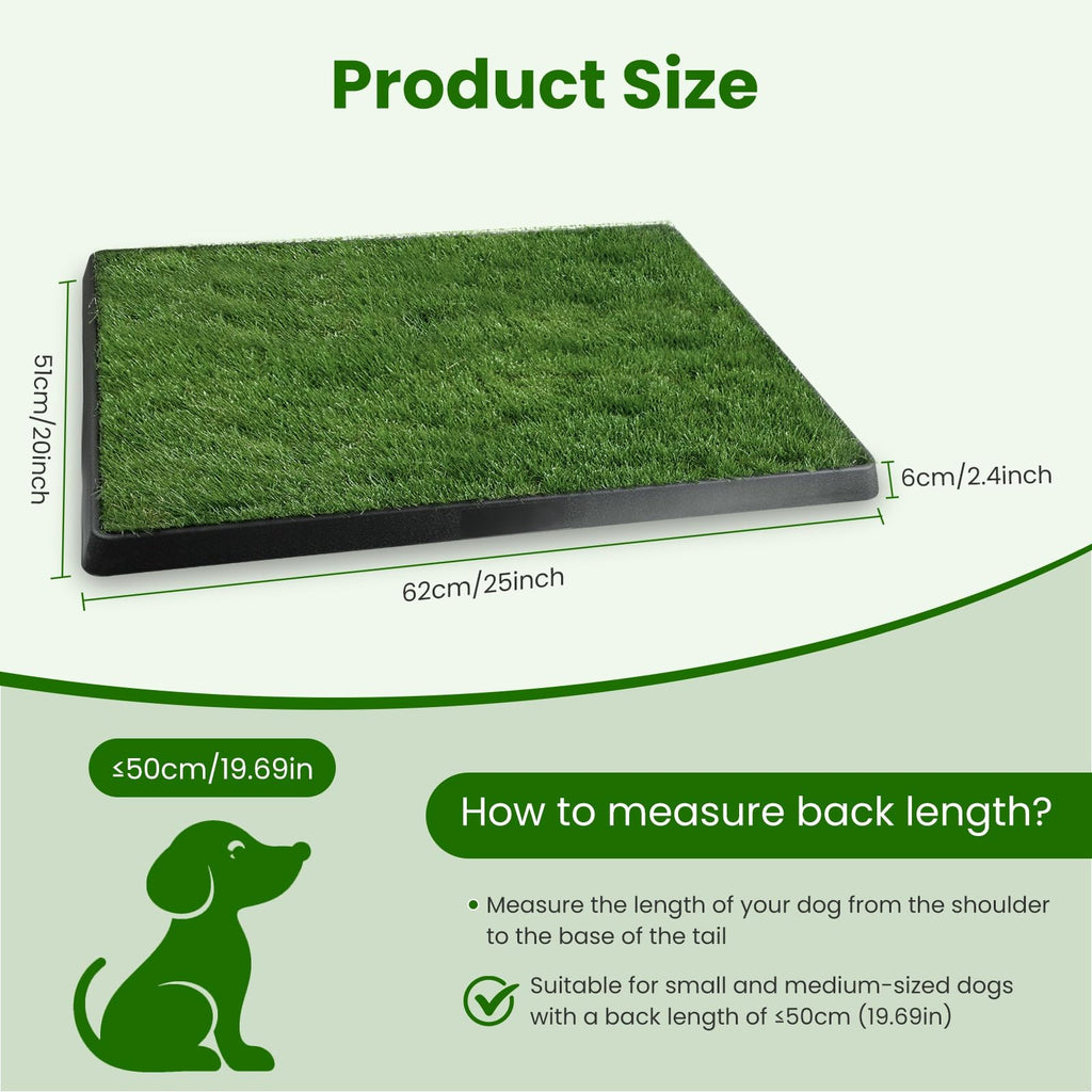 25 x 20 Inches Artificial Turf Dog Potty Grass Pad with Tray U4027