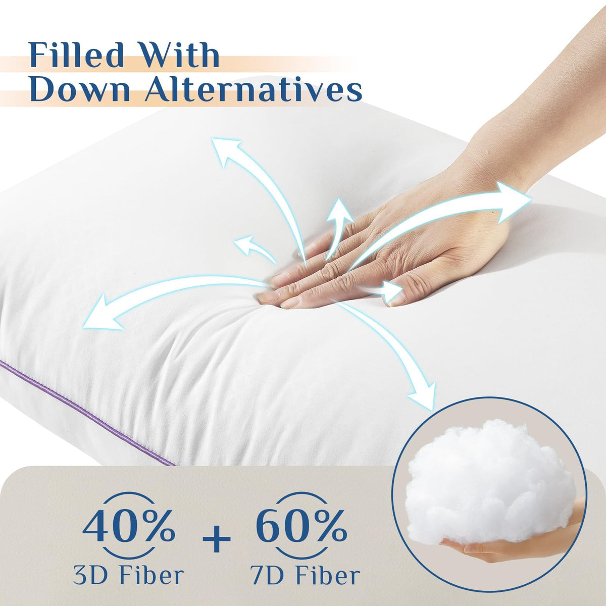King Size Set of 2 Down Alternative Bed Pillows W44945