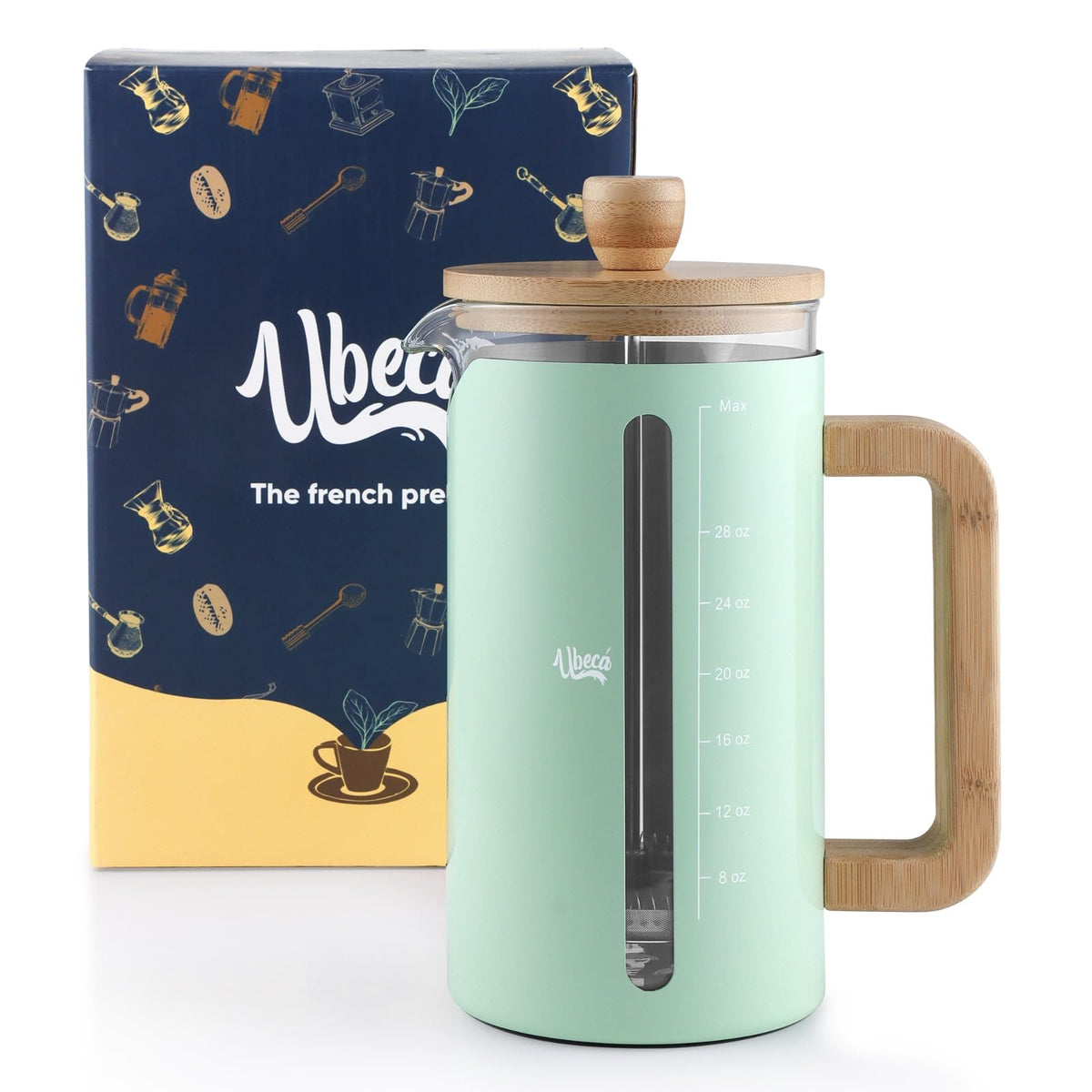 34 oz Mint Green Borosilicate Glass French Press T705123