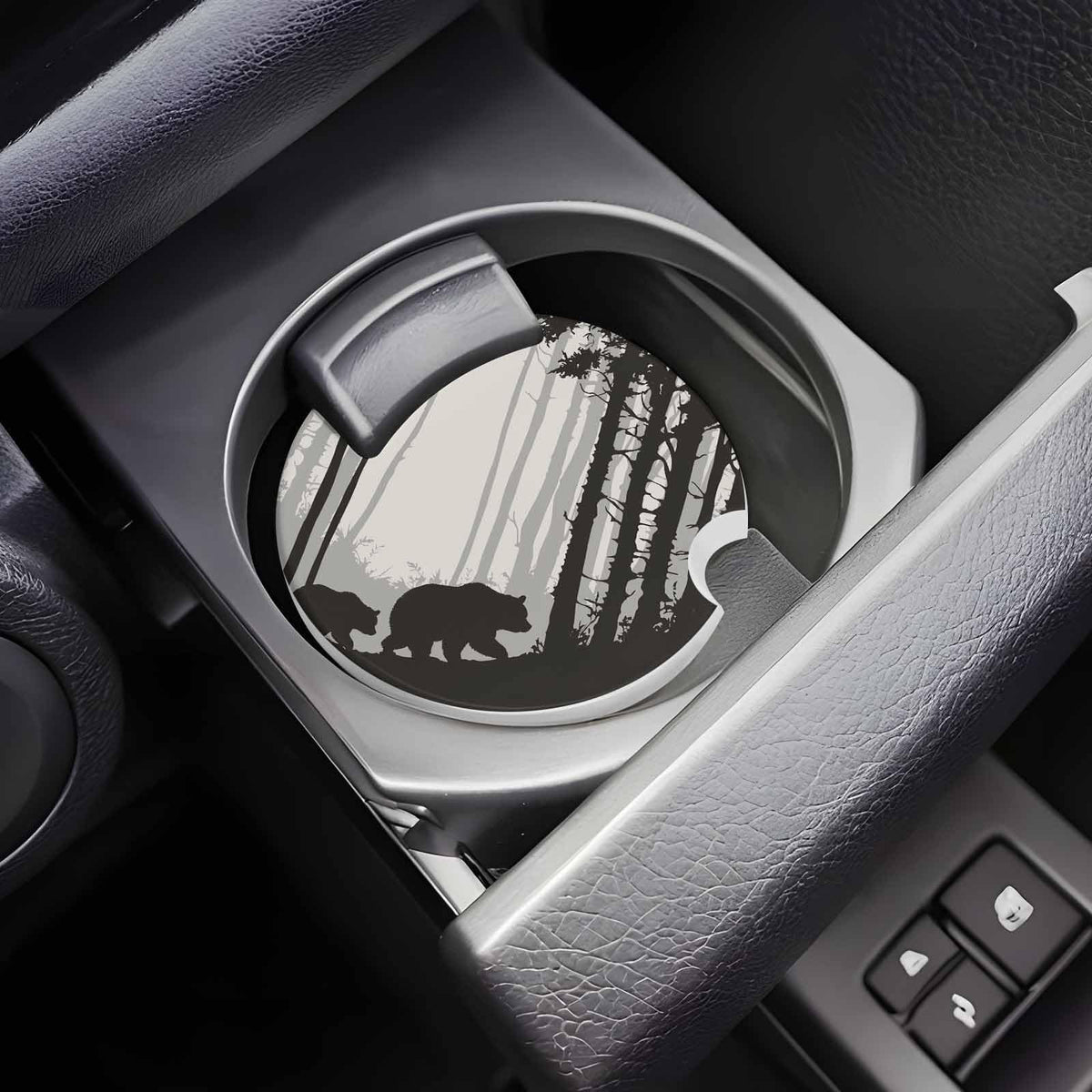 Black Ceramic Stone Car Coasters Set of 2 C80643