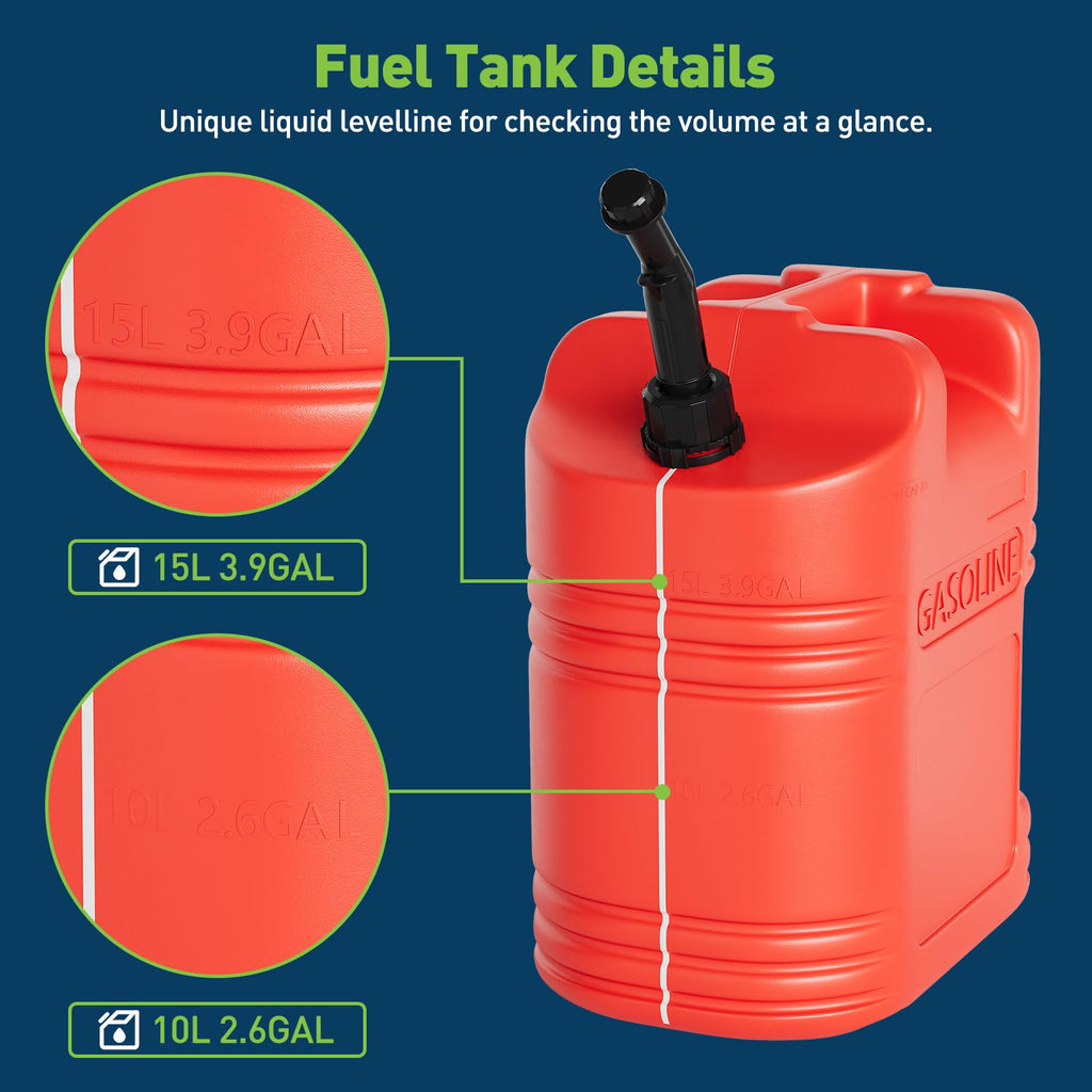 40L Portable Transfer Tank 5 Gal with L-Shaped Handle Red 4PC Y161
