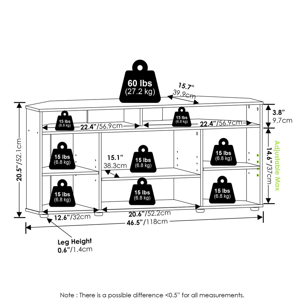 4-Tier Corner TV Stand with Storage Shelf J650157