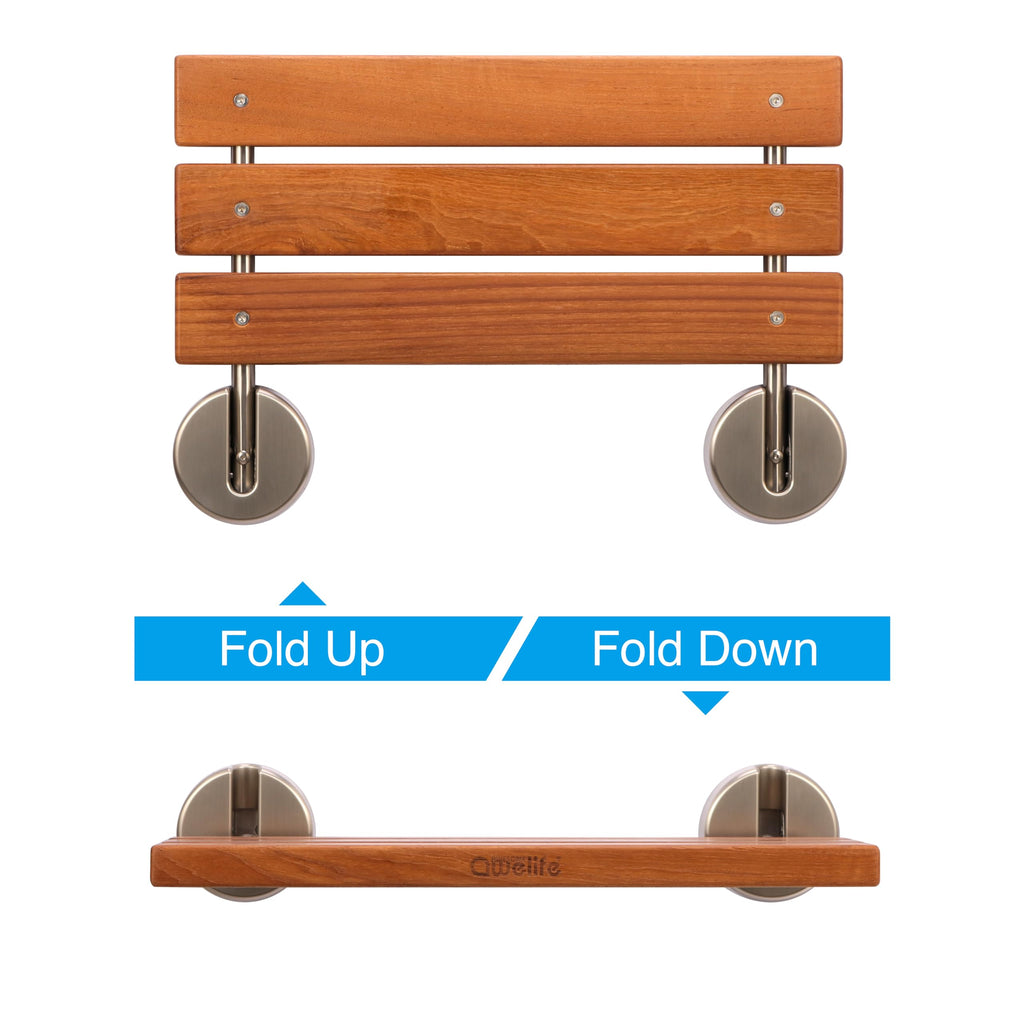 20" Teak Folding Shower Seat Wall Mount U1299
