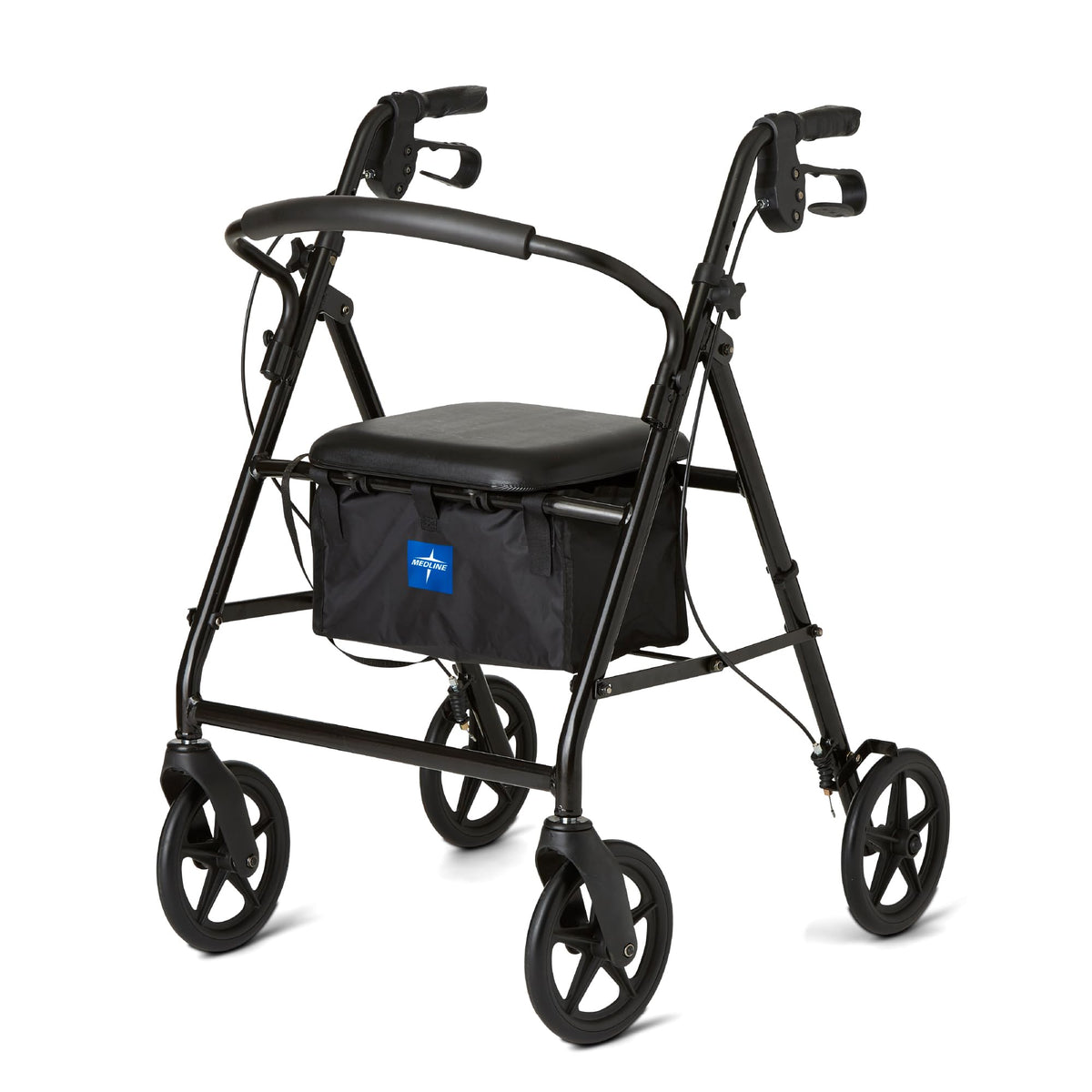 Burgundy Aluminum Rollator Walker with 8” Wheels and Padded Seat M948075
