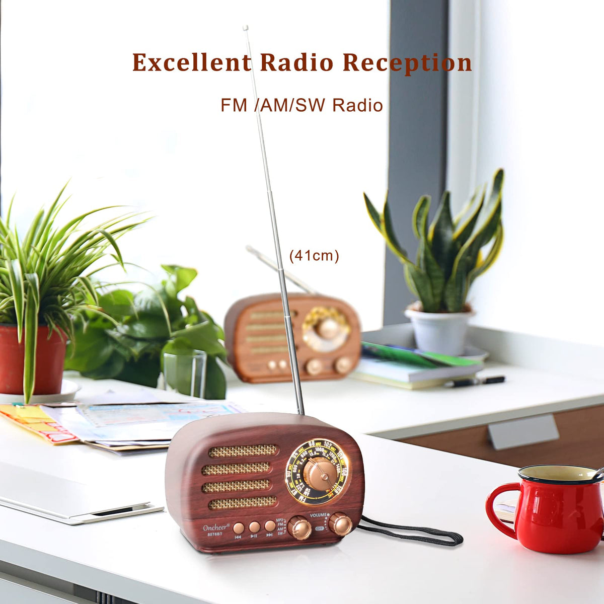 Portable Vintage Retro Bluetooth Speaker Radio with FM/AM/SW Bands W906789