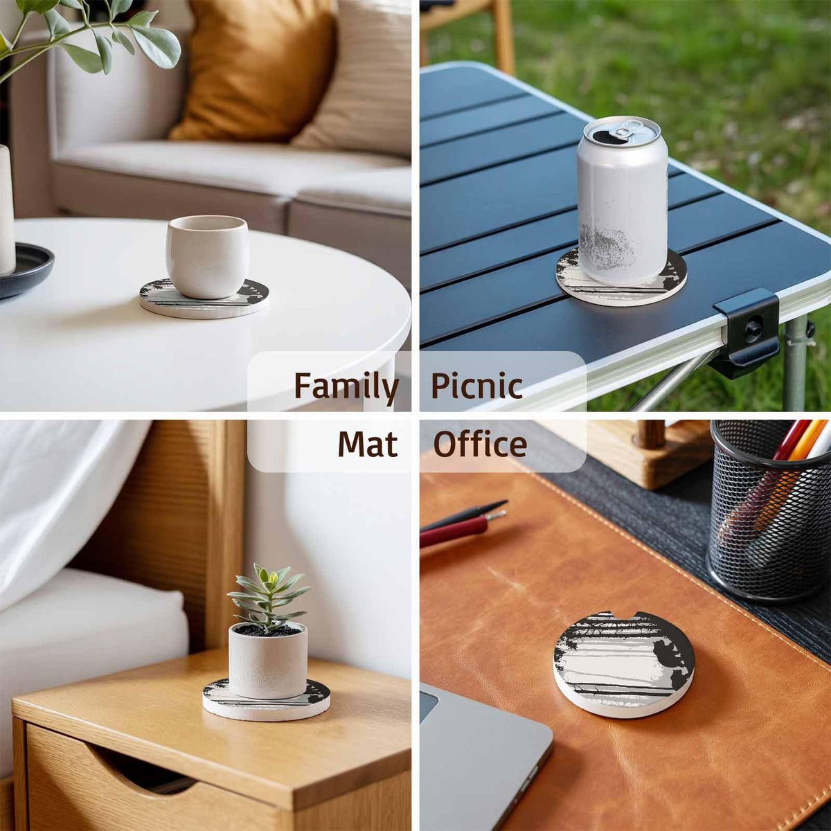 Black Ceramic Stone Car Coasters Set of 2 C80643