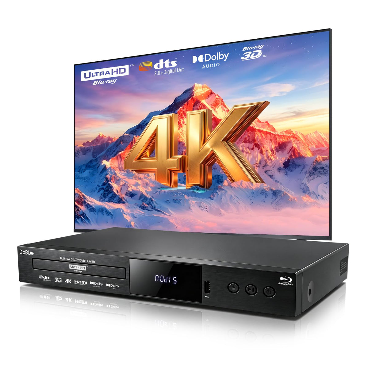 4K UHD Blu Ray DVD Player with Dolby Vision Atmos HDR10 Twin HDMI U5428