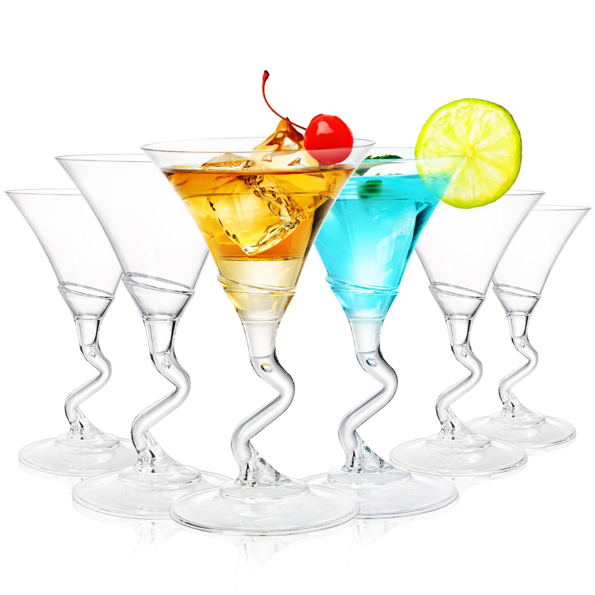 18 Pack 5 Oz Plastic Martini Glasses with Twisted Stem C943