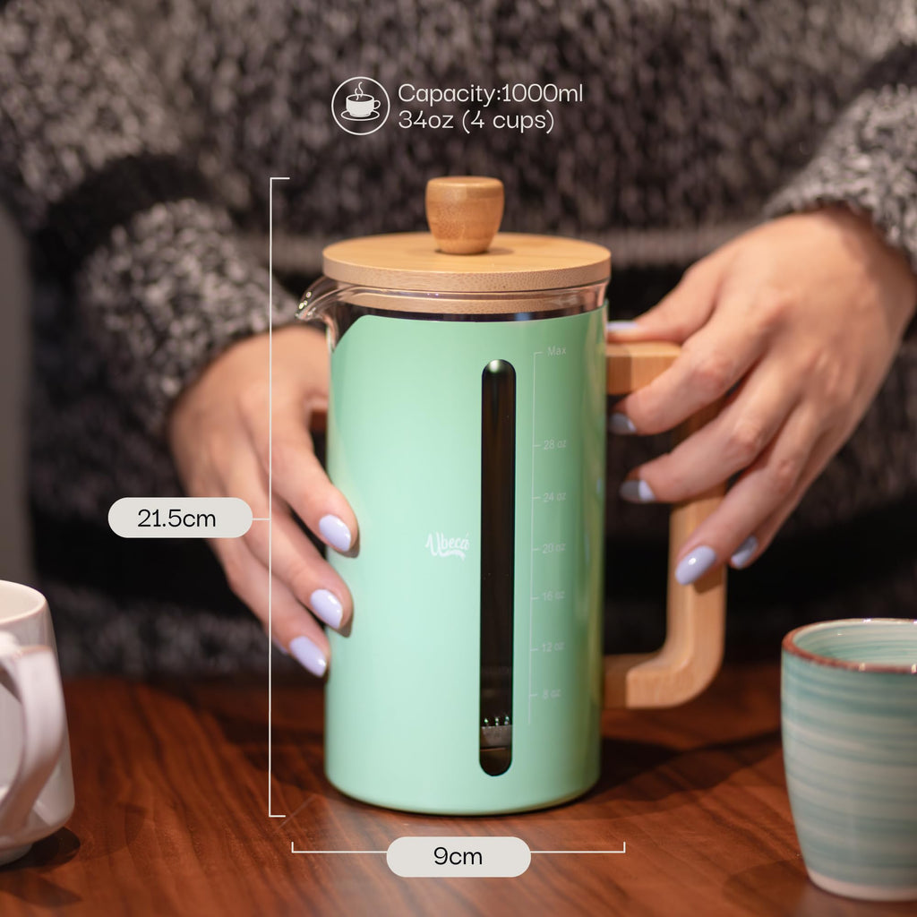 34 oz Mint Green Borosilicate Glass French Press T705123