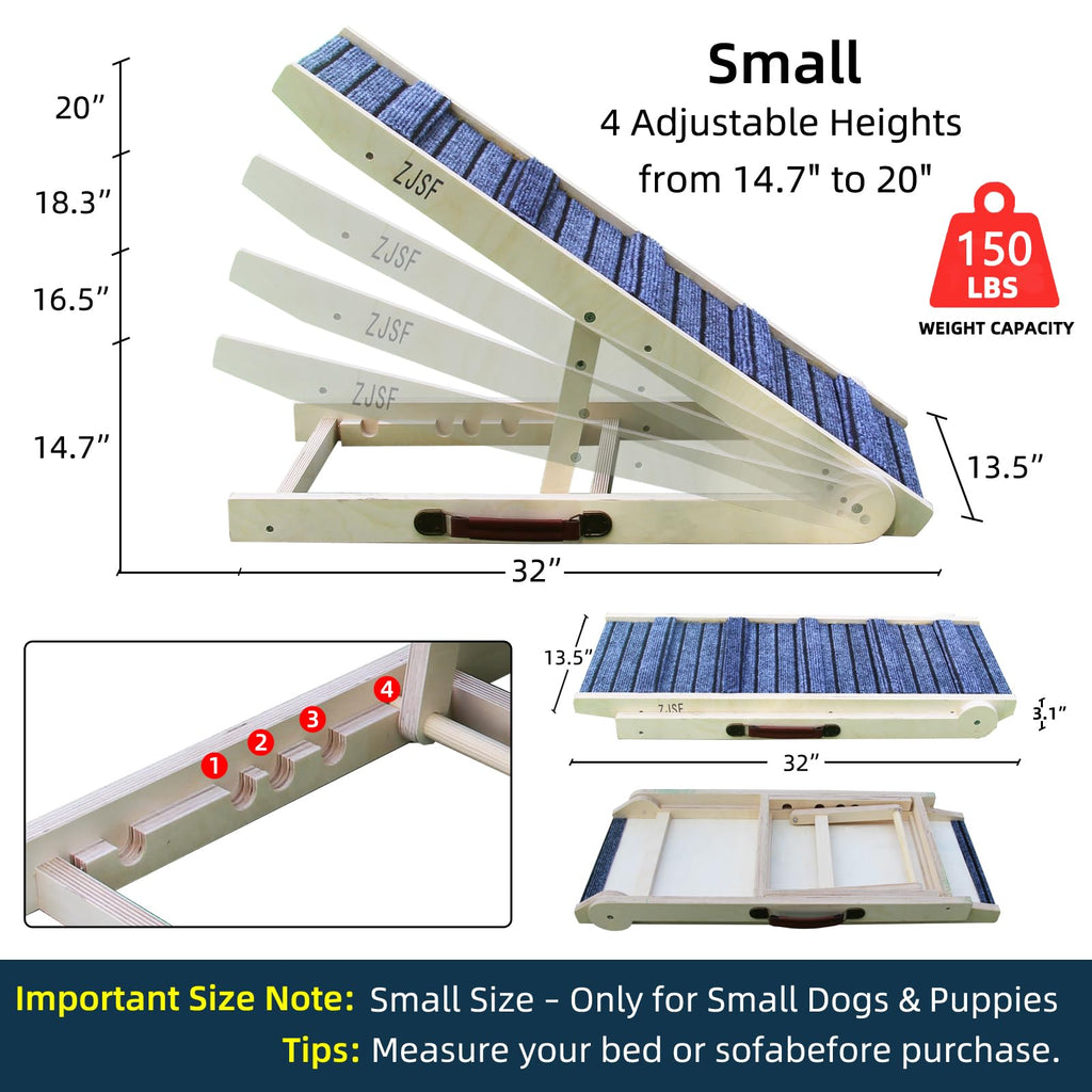Foldable Wooden Dog Ramp 4 Adjustable Heights I295