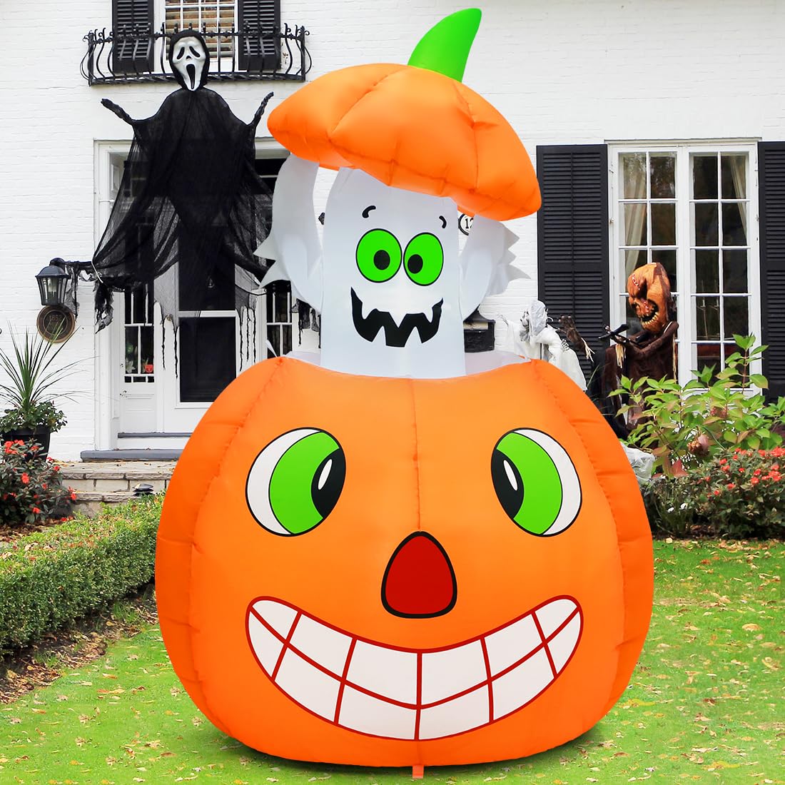 5 FT Animated Pumpkin Ghost Inflatable Outdoor Decoration S3308