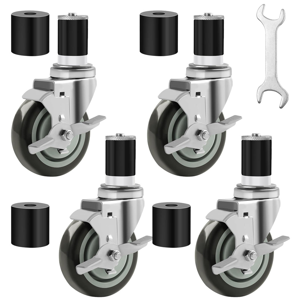 4 Inches Stem Caster Set of 4 with Side Brake N42038