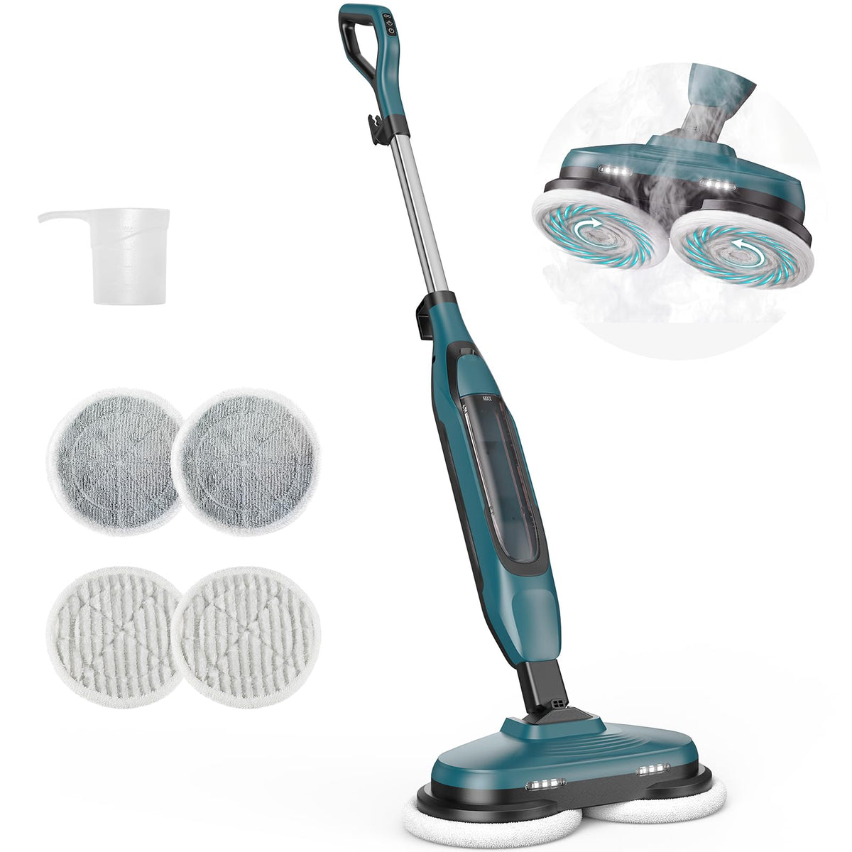 Steam Mop with Rotating Pads, 4 Cleaning Modes D19419