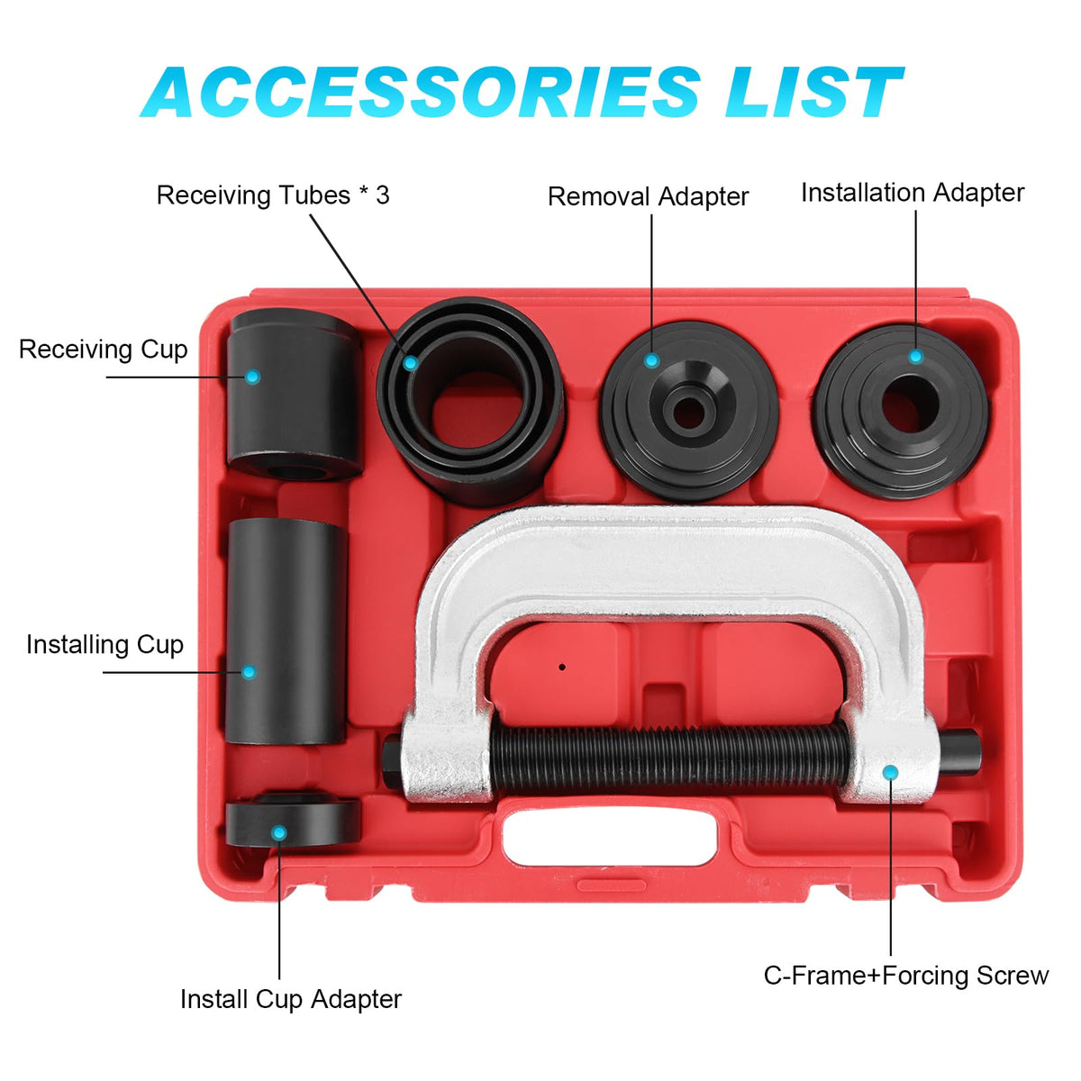 Ball Joint Press Kit, 10pcs Removal and Installation Tool Set C956