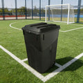 45 Gallon Black Wheeled Garbage Can with Attached Lid O127940