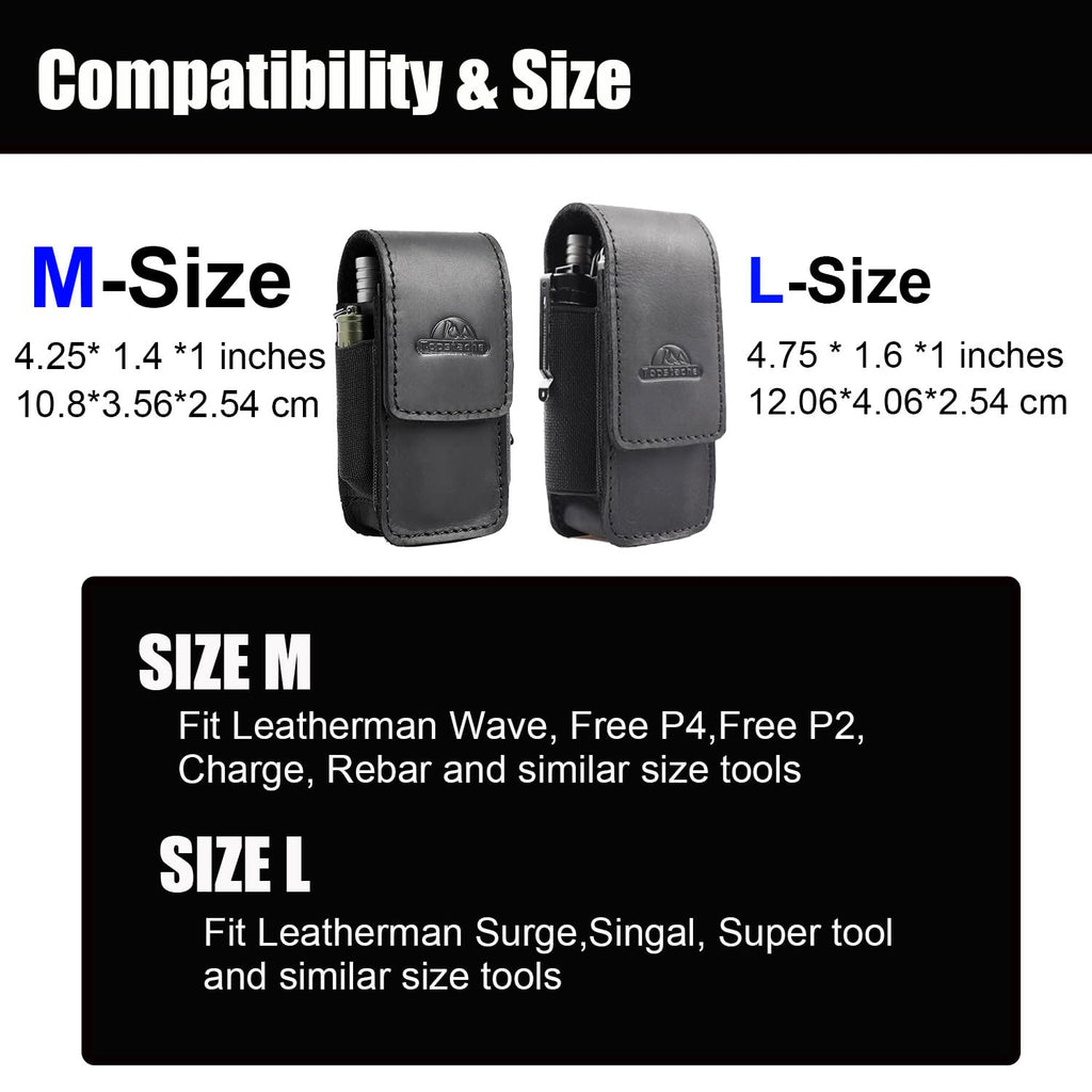 Leather Multitool Sheath with Belt Clip and Magnetic Closure K2340