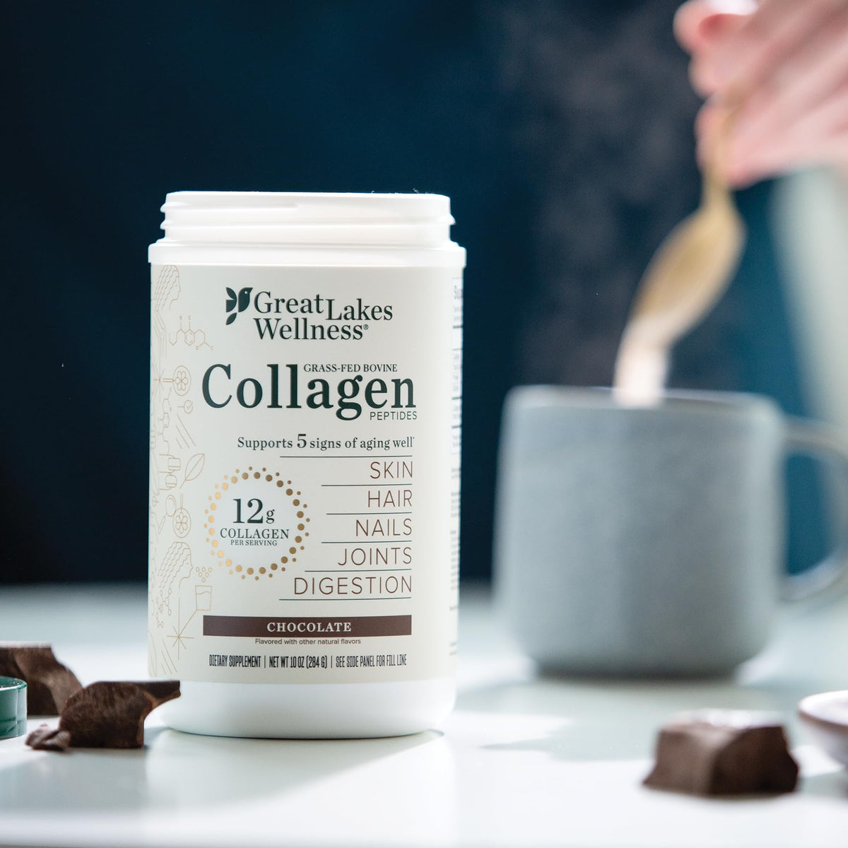 Collagen Peptides Powder, Chocolate, 10 oz K93313