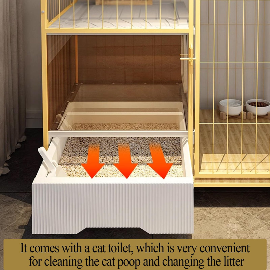 Indoor Cat House with Litter Box Enclosure with Wheels S241