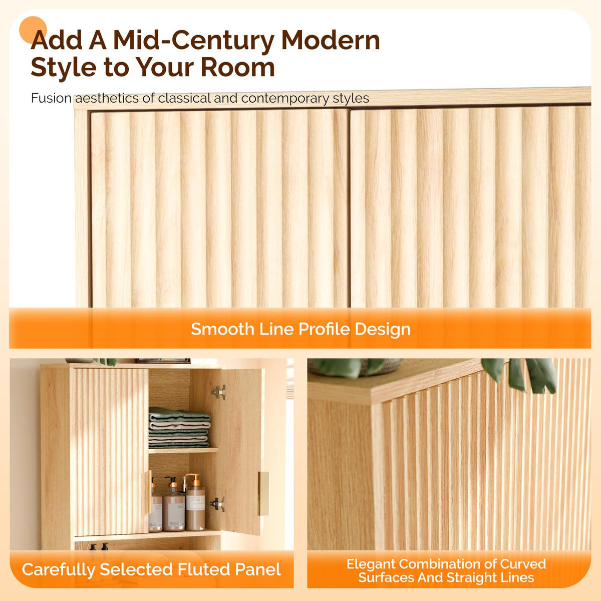 Over The Toilet Storage Cabinet with Adjustable Shelves S983