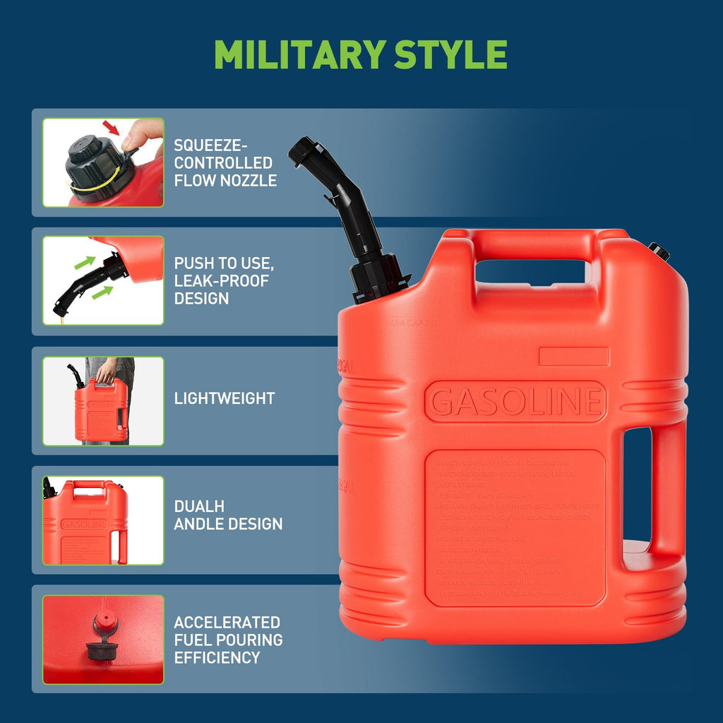 40L Portable Transfer Tank 5 Gal with L-Shaped Handle Red 4PC Y161