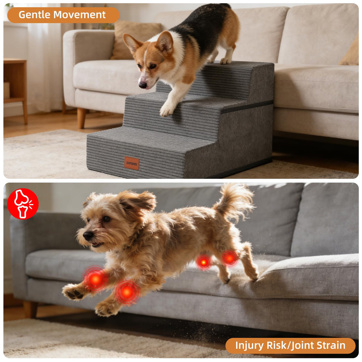 3-Step Non-Slip Dog Stairs with Washable Cover J64841